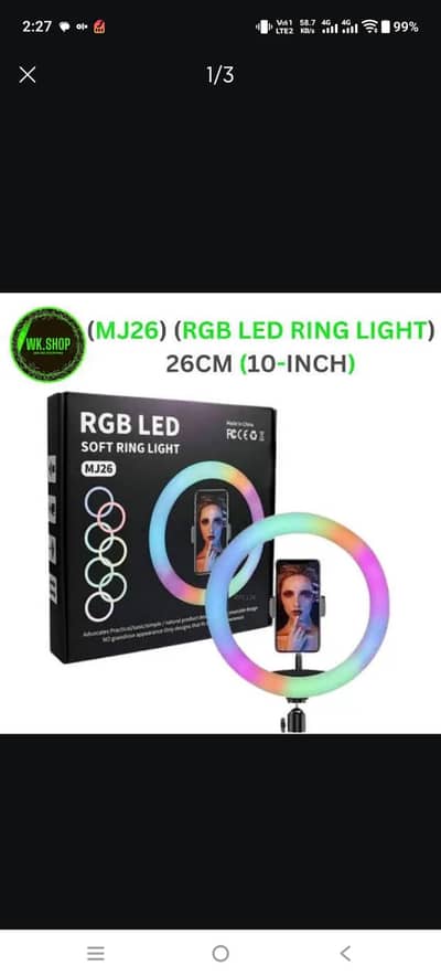 MJ26 10 INCH RGB LED RING LIGHT WITH PHONE HOLDER