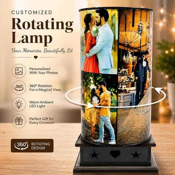 Customized Rotating Photo Lamp with Warm LED Light