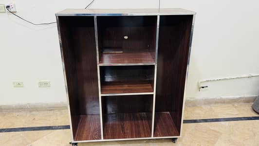 LED TV Trolley / Storage Rack, Steel Trim, 6 Shelves, on Wheels