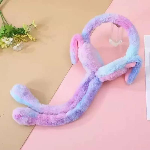 Funny Rabbit Ear Muffs Soft Moving Jumping Ears Winter Warm Earmuffs Ear Warmer for Women Girls