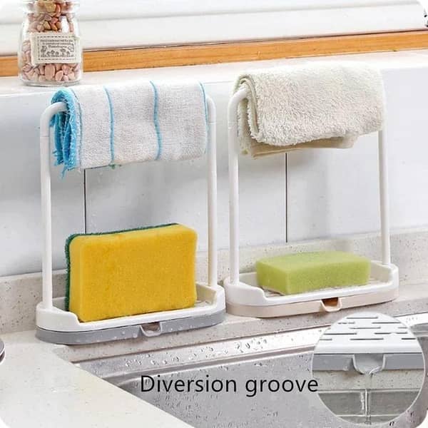 1PC Kitchen Towel Storage Rack Sponge Drain Rack Plastic Dishcloth Holder Home Organizer Bathroom Gadgets