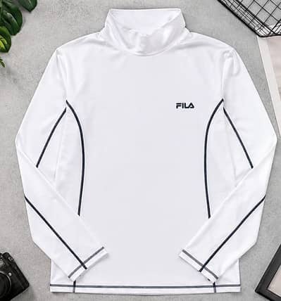 FILA White Sports Mock Neck Shirt | Premium Athletic Wear | 9/10