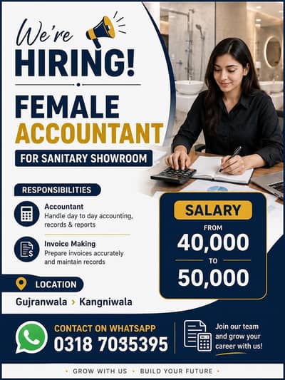 I need female accountant for sanitary showroom