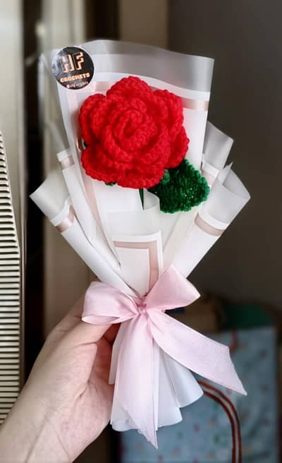 Handmade Crochet Rose Flower bouquet