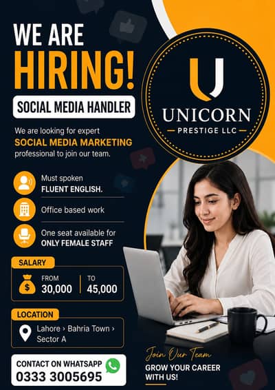 Social Media Handler (Female) Required