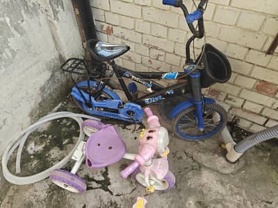 two kids bicycle & tricycle