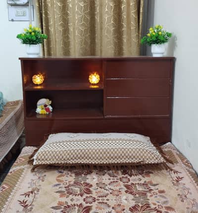 Wooden Single Bed Set with built-in Storage Shelves