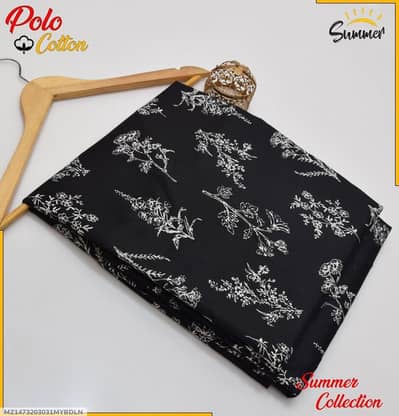 Women Printed Suit  Black Floral Polo Cotton Summer Wear