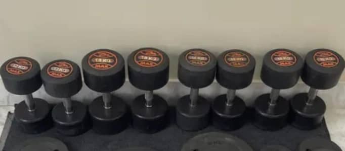 dumbbells + bench + plats + rods