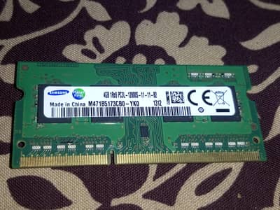 Samsung 4GB DDR3L Laptop RAM 1600MHz (PC3L-12800S) Original – Tested