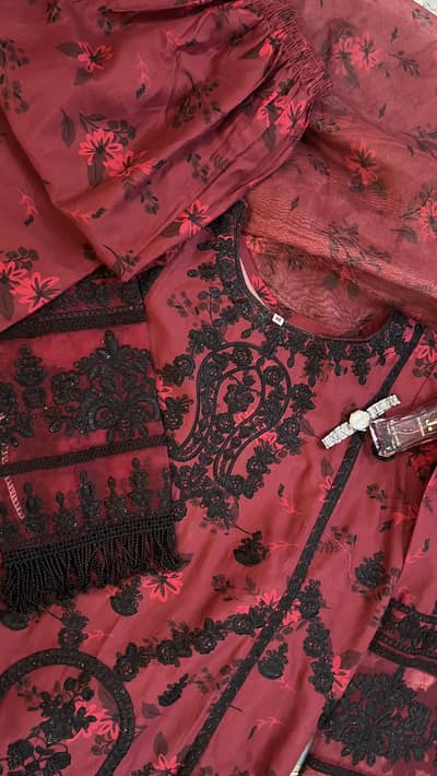 New 3pc Dress - Red/Maroon Colour