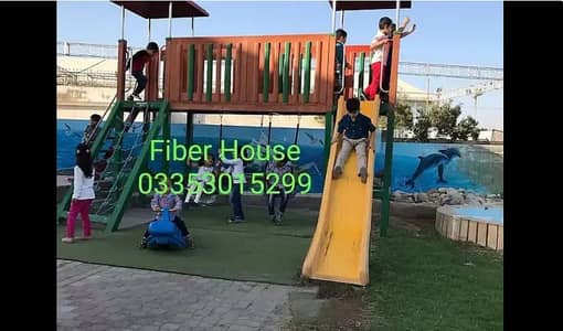 Playground equipment Garden wooden play area slides and ropes
