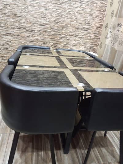 6 Seater Modern Dining Table Set with Glass Top_Lahore