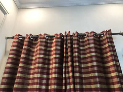 2 pc VELVET STRIPPED CURTAINS WITH SELF PRINT