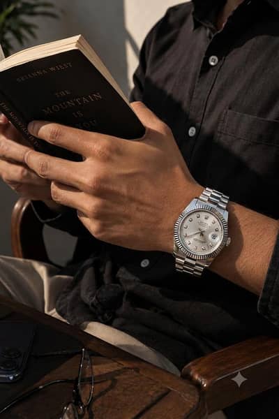 Rolex watch for men with stainless steel strap