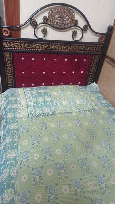 Iron single bed with mattress