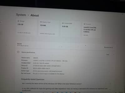HP PRP BOOK 08GB- RAM & 238GB SSD Window 11