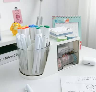rotating makeup organisers with transparent draws