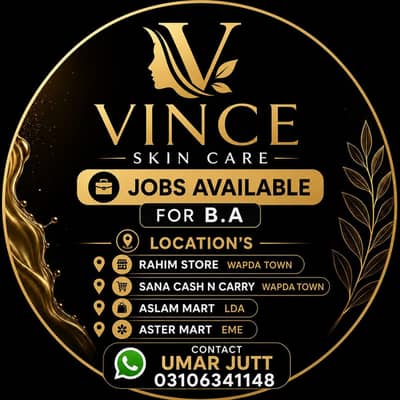 Job available for Vince skin care