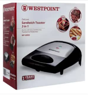 Westpoint WF-6093 - Deluxe Sandwich Toaster 3 in 1- 4 Slice Sandwich M