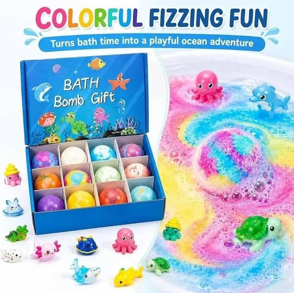 Kids Surprise Bath Bomb with Hidden Toy | Colorful Fizzy Bath Ball | Fun Bath Time Gift