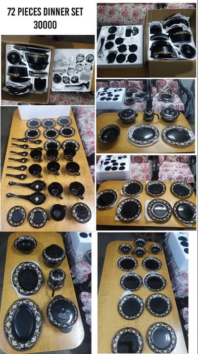 72 Pieces Luxury Black & Gold Dinner Set – Brand New – 30,000 PKR