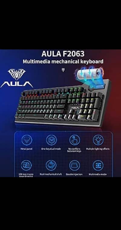 AULA F2063 RGB Mechanical Gaming Keyboard – Brand New (Without Box)