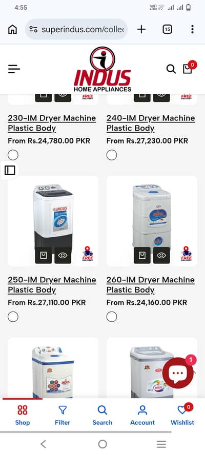 Indus washing machine