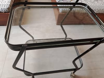 glass serving trolley with wheels