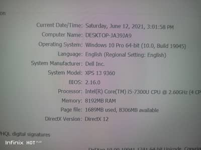 Dell XPS 9360 core i5 7th gen