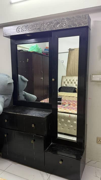 Wooden Dressing table with large mirrors and storage
