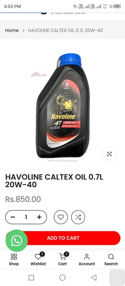 Havoline 4t 20w 40