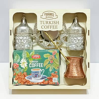 Turko Baba Luxury Turkish Coffee Set with Copper Coffee Pot | Turkish