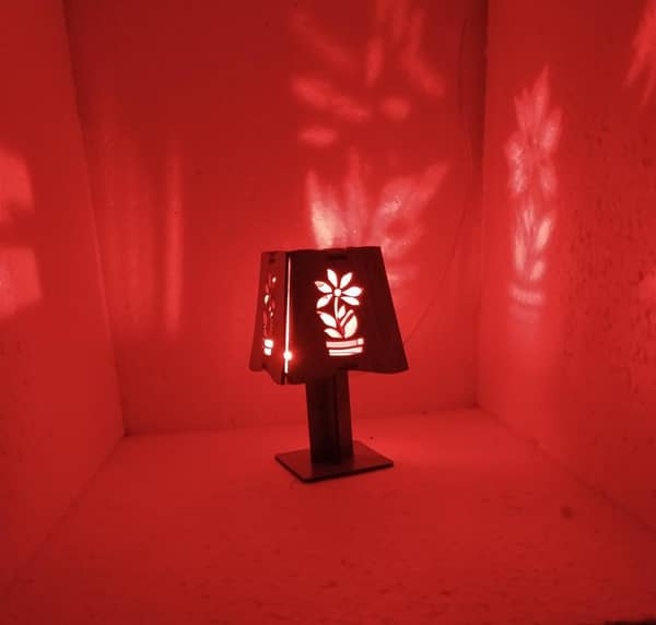 Wooden Leaf Cut Design Mini Table Lamp – Decorative Night Light by WoodLeaf