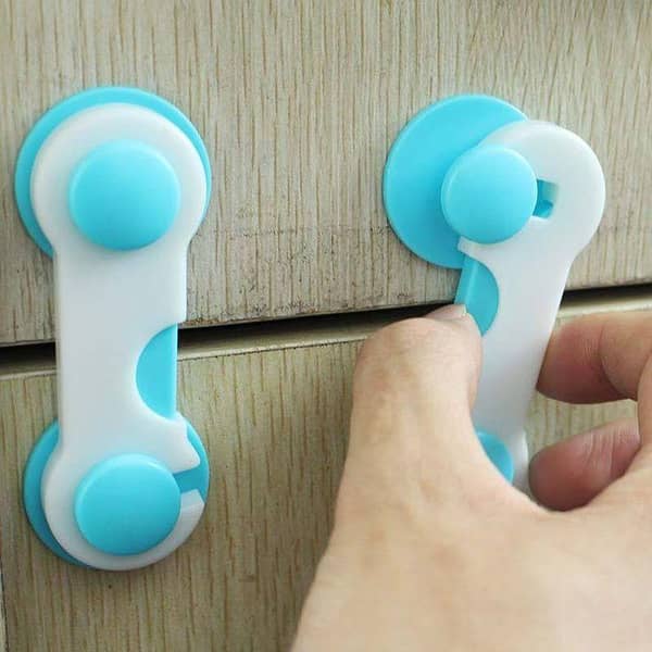 PREMIUM POWERFUL Fridge Lock with Self-Locking Design for Child Safety – Double-Press Unlock for Refrigerator, Drawer, and Appliance Doors