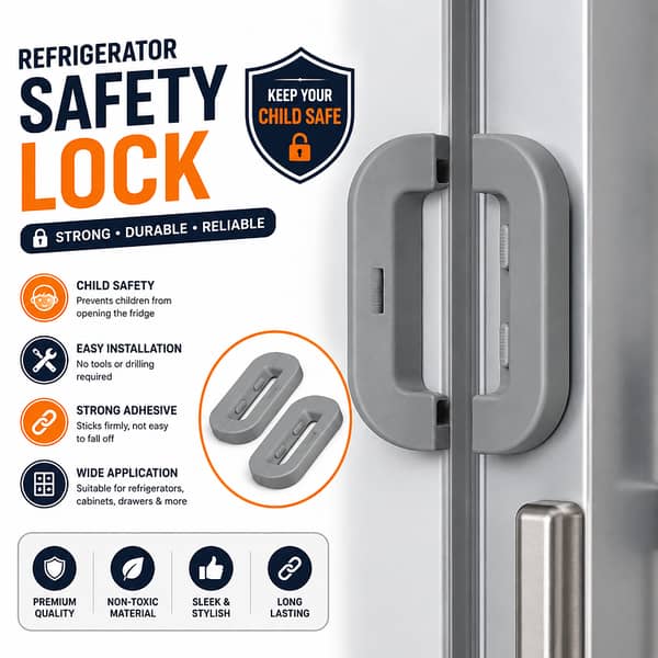 Premium Quality Fridge Lock | Baby Safety Refrigerator Door Lock with Double Press Unlock System