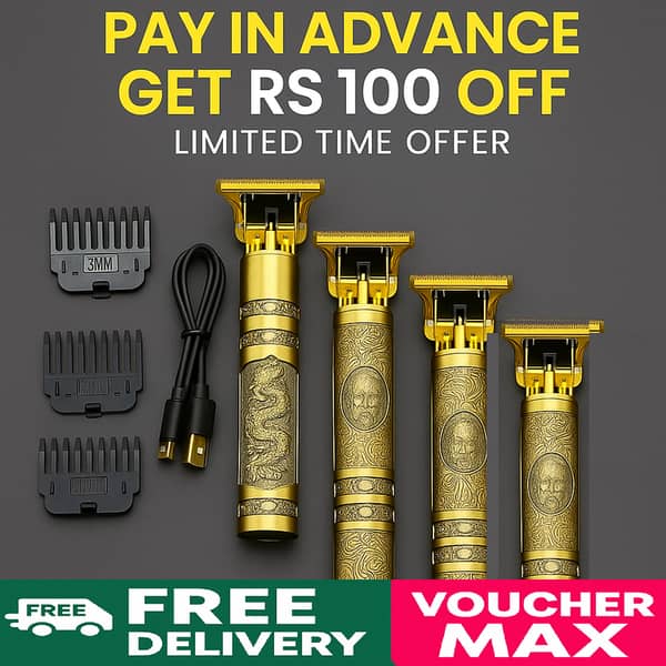 T9 Premium Hair & Beard Trimmer for Men with Long-Lasting Stainless Steel Blades and Ultra-Quiet Motor