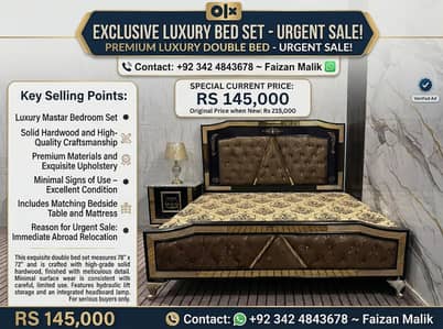 URGENT SALE Royal Premium Bed set +Dressing Table+Cupboard+Side Table