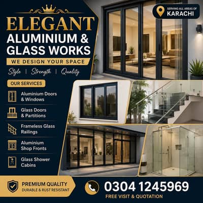 windows & doors-Glass door-aluminium glass doors-Glass work