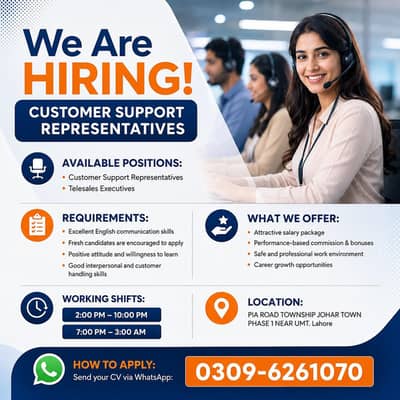 Call Center Customer Support Representative || Male & Female || Jobs