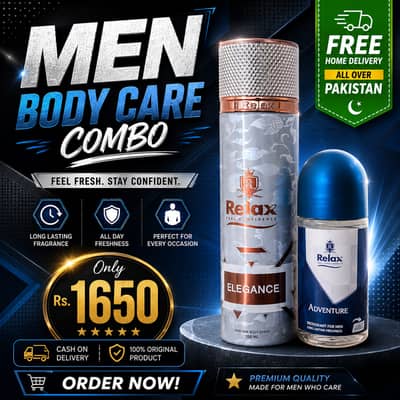 Relax Men's Body Care Combo | Body Spray + Deodorant | Free Delivery