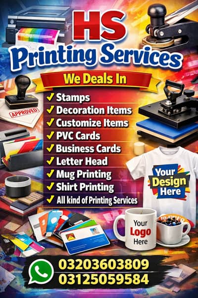 Printing services, stickers, envelope, flyers, Stamps, LetterHead