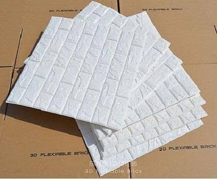 Self-Adhesive 3D White Foam Brick Sheet for Walls - Waterproof, Easy Install Wall Decor (Small Size)