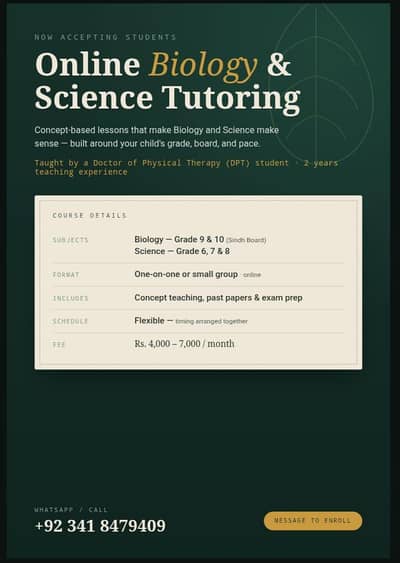 online Biology and science tutor