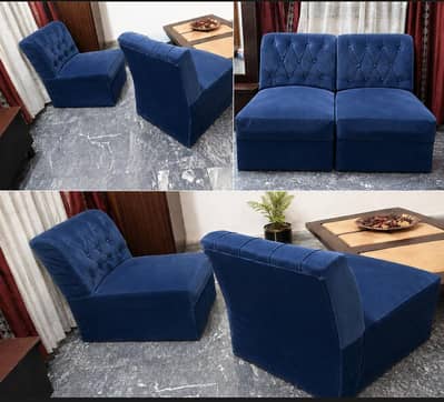 Blue Sofa Set Plus Cushions