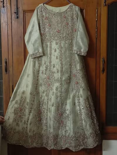 Mint Green Heavy Embroidered Maxi – Size Medium | Like New