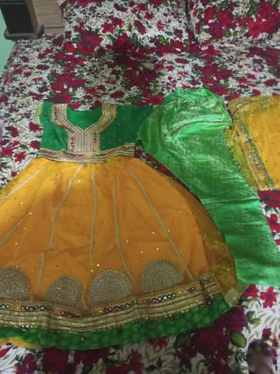 mehndi dress froc yellow color