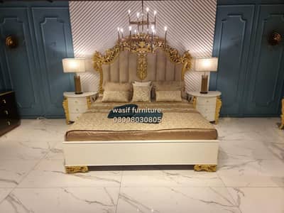 luxury wooden king size bed set far sale premium quality