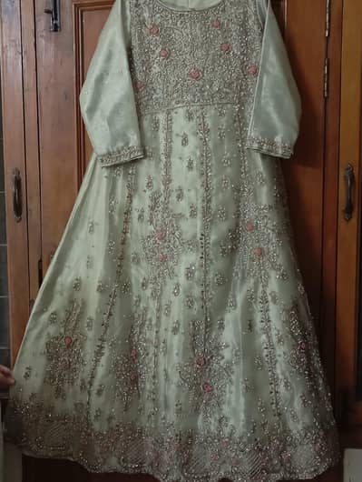Mint Green Heavy Embroidered Maxi – Size Medium | Like New