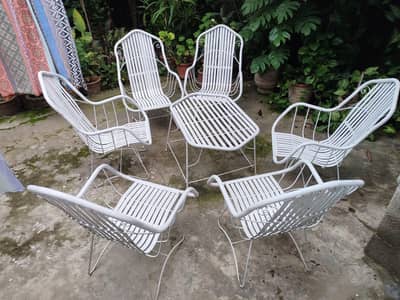 06 iron  chairs with iron  table for loan ,  one sofa set 5 seater
